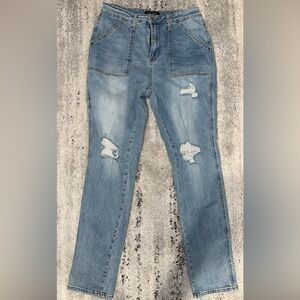 Judy Blue Light Blue Distressed Skinny Jeans